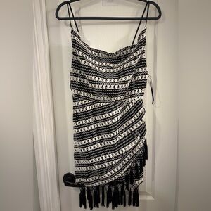 Fashion Nova  Black and White Fringe Dress